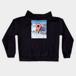 Wish I was there (google marker snowy mountain) Kids Hoodie